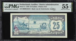 NETHERLANDS ANTILLES. Dutch Administration. 25 Gulden, 1979. P-17. PMG About Uncirculated 55 EPQ.
Estimate $50.00 - $100.00