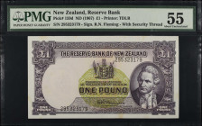 NEW ZEALAND. Lot of (2). The Reserve Bank of New Zealand. 1 Pound, ND (1967). P-159d. Consecutive. PMG About Uncirculated 55 & Choice About Unc 58.
E...