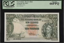 NEW ZEALAND. The Reserve Bank of New Zealand. 10 Pounds, ND (1967). P-161d. PCGS Currency Gem New 66 PPQ.
Estimate $400.00 - $600.00