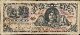 NICARAGUA. Tesoro Nacional. 1 Peso, 1906. P-35. Fine.
Edge/corner wear.
Estimate $75.00 - $150.00