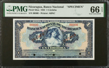 NICARAGUA. Banco Nacional de Nicaragua. 1 Cordoba, 1932. P-63as. Specimen. PMG Gem Uncirculated 66 EPQ.
Estimate $300.00 - $500.00