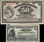 NICARAGUA. Lot of (2). Banco Nacional de Nicaragua. 10 & 50 Centavos, 1938. P-79 & 89. Fine.
Ink is on P-79. SOLD AS IS/NO RETURNS. 
Estimate $150.0...
