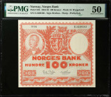 NORWAY. Norges Bank. 100 Kroner, 1954-58. P-33b. PMG About Uncirculated 50.
Estimate $150.00 - $200.00