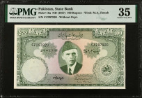 PAKISTAN. State Bank of Pakistan. 100 Rupees, ND (1957). P-18a. PMG Choice Very Fine 35.
PMG comments "Staple Holes at Issue, Internal Tear & Minor R...