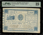 PARAGUAY. Tesoro Nacional. 5 Pesos, ND (1865). P-25. PMG Very Fine 25.
PMG comments "Minor Rust".
Estimate $75.00 - $100.00