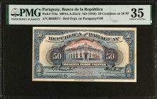 PARAGUAY. El Banco de la Republica del Paraguay. 50 Centimos, ND (1943). P-172a. PMG Choice Very Fine 35.
Estimate $75.00 - $100.00