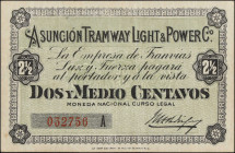 PARAGUAY. Asuncion Tramway Light & Power Co.. 2 1/2 Centavos, ND (1913). P-Unlisted. Very Fine.
Estimate $50.00 - $100.00