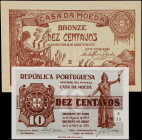 PORTUGAL. Lot of (2). Casa da Moeda. 10 Centavos, 1917-25. P-96 & 101. Extremely Fine to About Uncirculated.
Toning on the 1917 10 Centavos.
Estimat...