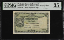 PORTUGAL. Banco de Portugal. 500 Reis, 1904-17. P-105a. PMG Choice Very Fine 35.
Estimate $100.00 - $200.00