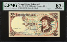 PORTUGAL. Lot of (3). Banco de Portugal. 500 & 2000 Escudos, 1979-91. P-170b, 177 & 186a. PMG Choice Uncirculated 64 EPQ to Superb Gem Unc 67 EPQ.
Es...
