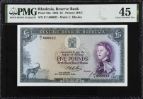 RHODESIA. Reserve Bank. 5 Pounds, 1964. P-26a. PMG Choice Extremely Fine 45.
Estimate $300.00 - $500.00