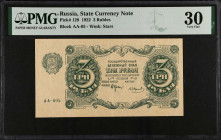 RUSSIA--RUSSIAN SOCIALIST FEDERATED SOVIET REPUBLIC. Narodniy Komissariat Finantsov. 3 Rubles, 1922. P-128. PMG Very Fine 30.
Estimate $50.00 - $75.0...