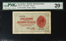SEYCHELLES. Government of Seychelles. 1 Rupee, ND (1936). P-2f. PMG Very Fine 20 Net Rust.
PMG comments "Rust".
Estimate $200.00 - $300.00