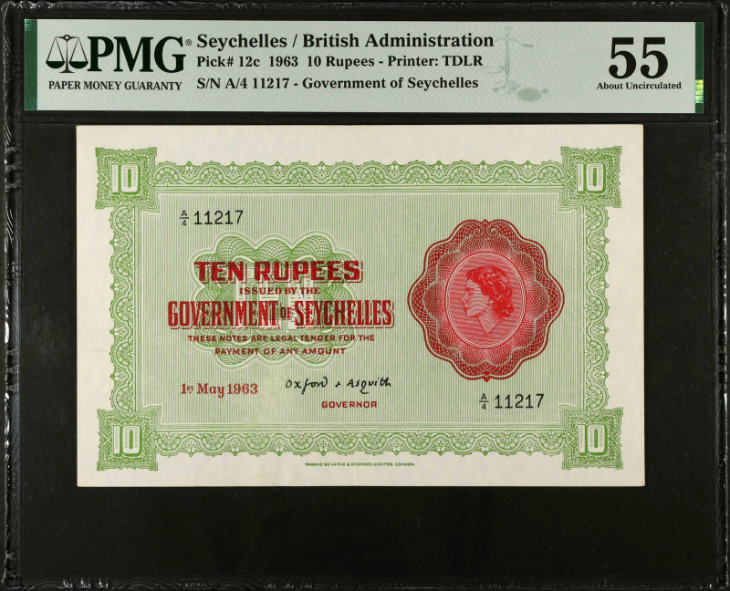 SEYCHELLES. Government of Seychelles. 10 Rupees, 1963. P-12c. PMG About Uncircul...