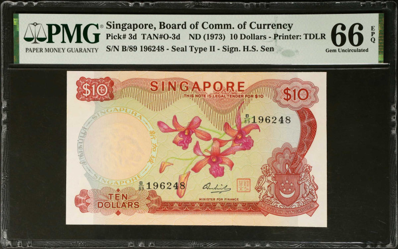 SINGAPORE. Board of Commissioners of Currency. 10 Dollars, ND (1973). P-3d. PMG ...