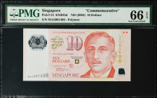SINGAPORE. Monetary Authority of Singapore. 10 Dollars, ND (2004). P-54. Commemorative. PMG Gem Uncirculated 66 EPQ.
Estimate $200.00 - $400.00