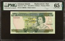 SOLOMON ISLANDS. Lot of (3). Solomon Islands Monetary Authority. 2, 10 & 20 Dollars, ND (1977-81). P-5a*, 7b* & 8*. Replacements. PMG Gem Uncirculated...