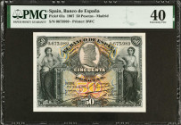 SPAIN. El Banco de Espana. 50 Pesetas, 1907. P-63a. PMG Extremely Fine 40.
Estimate $200.00 - $300.00