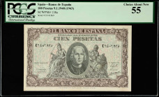 SPAIN. Banco de Espana. 100 Pesetas, 1940 (1943). P-118a. PCGS Currency Choice About New 55.
Estimate $75.00 - $150.00