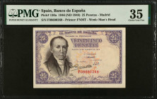 SPAIN. Banco De Espana. 25 Pesetas, 1946 (ND 1948). P-130a. PMG Choice Very Fine 35.
PMG comments "Minor Rust".
Estimate $75.00 - $150.00