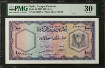SYRIA. Banque Centrale de Syrie. 100 Livres, 1958. P-85. PMG Very Fine 30.
Watermark of Horse's Head. A pleasing VF example of this large format 100 ...