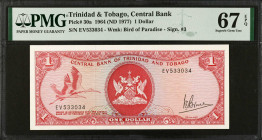 TRINIDAD & TOBAGO. Lot of (3). Central Bank of Trinidad and Tobago. 1, 20 & 100 Dollars, 1964-2002. P-30a, 39b & 45a. PMG Gem Uncirculated 66 EPQ & Su...