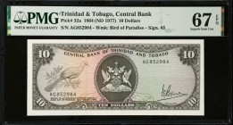 TRINIDAD & TOBAGO. Central Bank of Trinidad and Tobago. 10 Dollars, 1964 (ND 1977). P-32a. PMG Superb Gem Uncirculated 67 EPQ.
Estimate $100.00 - $15...