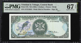TRINIDAD & TOBAGO. Lot of (3). Central Bank of Trinidad and Tobago. 5, 10 & 20 Dollars, ND (1985). P-37b, 38a & 39a. PMG Gem Uncirculated 66 EPQ & Sup...
