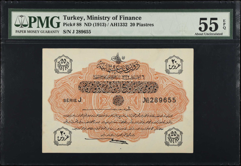 TURKEY. Ministry of Finance. 20 Piastres, ND (1913). P-88. PMG About Uncirculate...