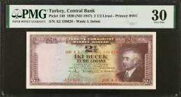 TURKEY. Turkiye Cumhuriyet Merkez Bankasi. 2 1/2 Lirasi, 1930 (ND 1947). P-140. PMG Very Fine 30.
Estimate $100.00 - $150.00