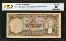 TURKEY. Turkiye Cumhuriyet Merkez Bankasi. 100 Lira, 1930. P-169a. PCGS Banknote Very Fine 25.
Fifth issue. Without Seri or imprint.
Estimate $50.00...