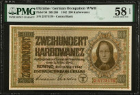 UKRAINE. Zentralnotenbank Ukraine. 200 Karbowanez, 1942. P-56. PMG Choice About Uncirculated 58 EPQ.
Estimate $300.00 - $500.00