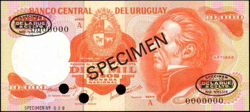 URUGUAY. Banco Central del Uruguay. 10,000 Pesos, ND (1974). P-53as. Specimen. U...