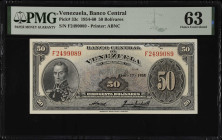 VENEZUELA. Banco Central de Venezuela. 50 Bolivares, 1954-60. P-33c. PMG Choice Uncirculated 63.
PMG comments "Minor Stains".
Estimate $150.00 - $25...