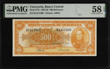 VENEZUELA. Banco Central de Venezuela. 500 Bolivares, 1953-58. P-37b. PMG Choice About Uncirculated 58 EPQ.
Estimate $200.00 - $400.00