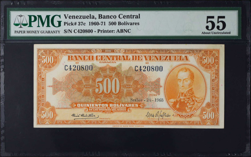 VENEZUELA. Banco Central de Venezuela. 500 Bolivares, 1968. P-37c. PMG About Unc...