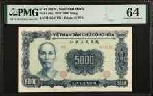 VIETNAM. Ngan Hang Quoc Gia Viet Nam. 5000 Dong, 1953. P-66a. PMG Choice Uncirculated 64.
Estimate $200.00 - $400.00