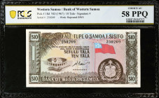 WESTERN SAMOA. Bank of Western Samoa. 10 Tala, ND (1967). P-18d. PCGS Banknote Choice About Uncirculated 58 PPQ.
Estimate $100.00 - $150.00