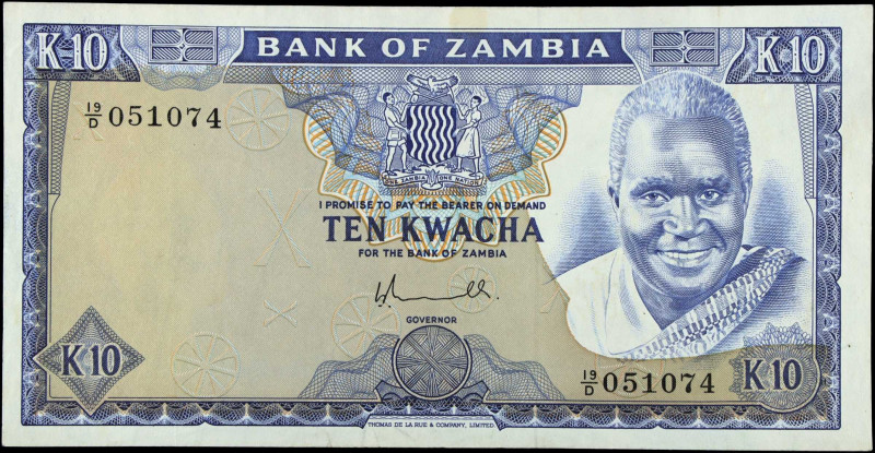 ZAMBIA. Bank of Zambia. 10 Kwacha, 1976. P-22. About Uncirculated.
Small toning...