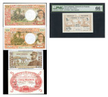 MIXED LOTS. Lot of (5). New Caledonia, Guadeloupe, St. Pierre and Miquelon & New Hebrides. Mixed Banks. Mixed Denominations, 1943-80. P-Various. Extre...