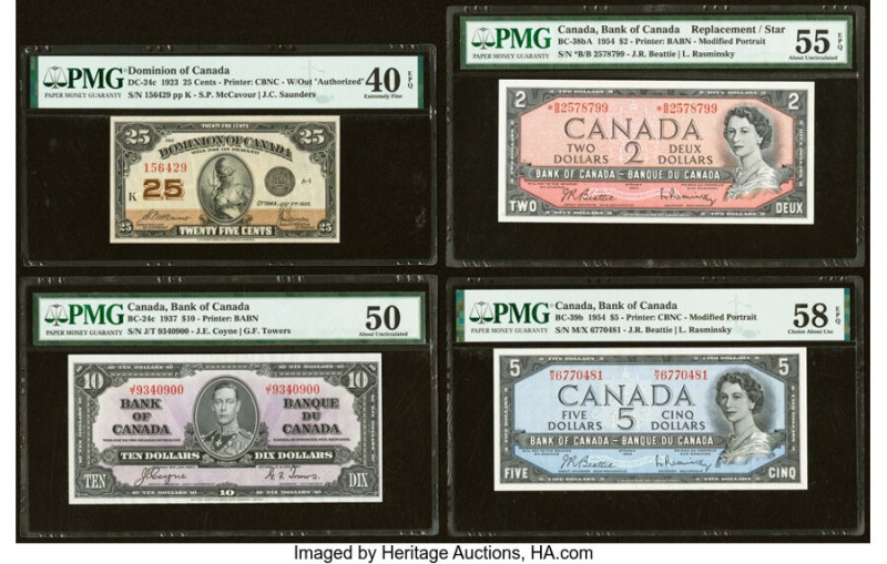 Canada Group Lot of 4 Examples PMG Choice About Unc 58 EPQ; About Uncirculated 5...