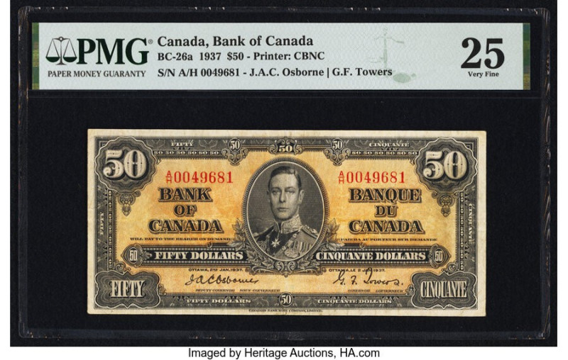 Canada Bank of Canada $50 2.1.1937 BC-26a PMG Very Fine 25. Closed pinholes are ...