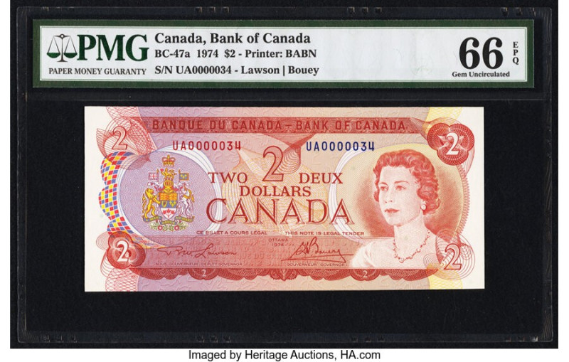 Canada Bank of Canada $2 1974 BC-47a PMG Gem Uncirculated 66 EPQ. 

HID098012420...