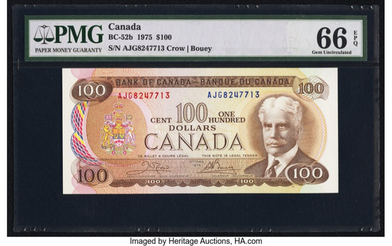 Canada Bank of Canada $100 1975 BC-52b PMG Gem Uncirculated 66 EPQ. 

HID0980124...