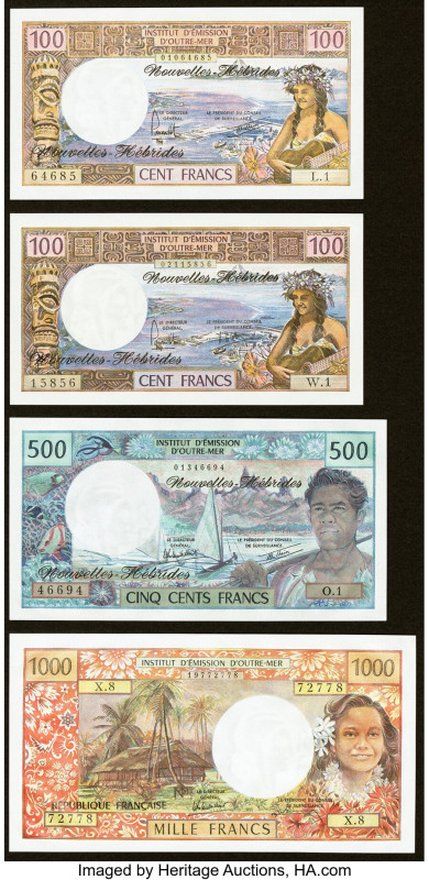 New Hebrides & Tahiti Group Lot of 4 Examples Crisp Uncirculated. 

HID098012420...