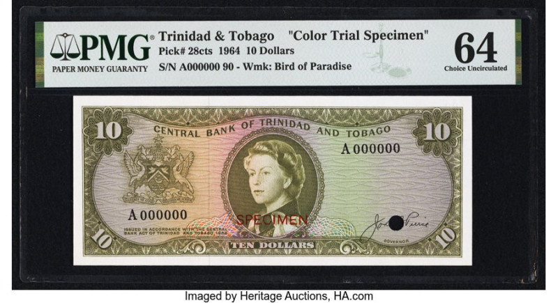 Trinidad & Tobago Central Bank of Trinidad and Tobago 10 Dollars 1964 Pick 28cts...