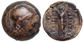SELEUKID KINGS OF SYRIA. Antiochos I Soter, 281-261 BC. Ae (bronze, 8.72 g, 21 mm), Aï Khanoum. Helmeted head of Athena to right. Rev. ΒΑΣΙΛΕΩΣ ΑΝΤΙΟΧ...