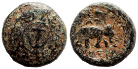 SELEUKID KINGS OF SYRIA. Antiochos I Soter, 281-261 BC. Ae (bronze, 1.33 g, 11 mm), Antiochia on the Orontes, circa 278-268. Macedonian shield embosse...