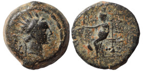 SELEUKID KINGS OF SYRIA. Antiochos IV Epiphanes, 175-164 BC. Chalkous (bronze, 3.55 g, 15 mm), mint in Samaria(?). Radiate and diademed head right. Re...