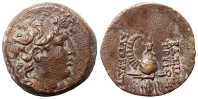 SELEUKID KINGS of SYRIA. Tryphon, 142-138 BC. Ae (bronze, 4.67 g, 18 mm), Antioch. Diademed head of Tryphon to right. Rev. ΒΑΣΙΛΕΩΣ ΤΡΥΦΟΝΟΣ ΑΥΤΟΚΡΑΤΟ...